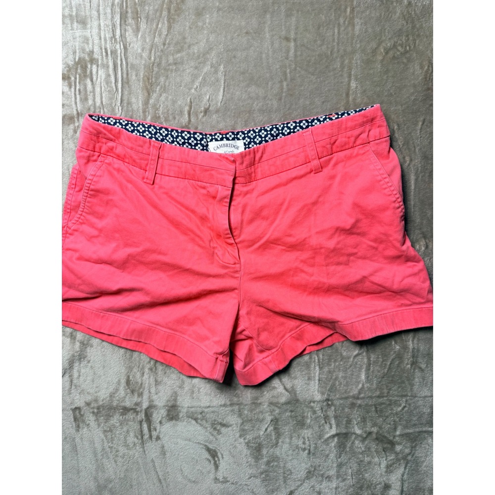 Cambridge Dry Goods Women Coral Pink Chino Shorts Size 6 Preppy Cotton Stretch